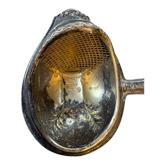 Antique Paye & Baker 1917 Patented‎ Silver Plated Tea Strainer Spoon Wood Handle - Picture 7 of 10